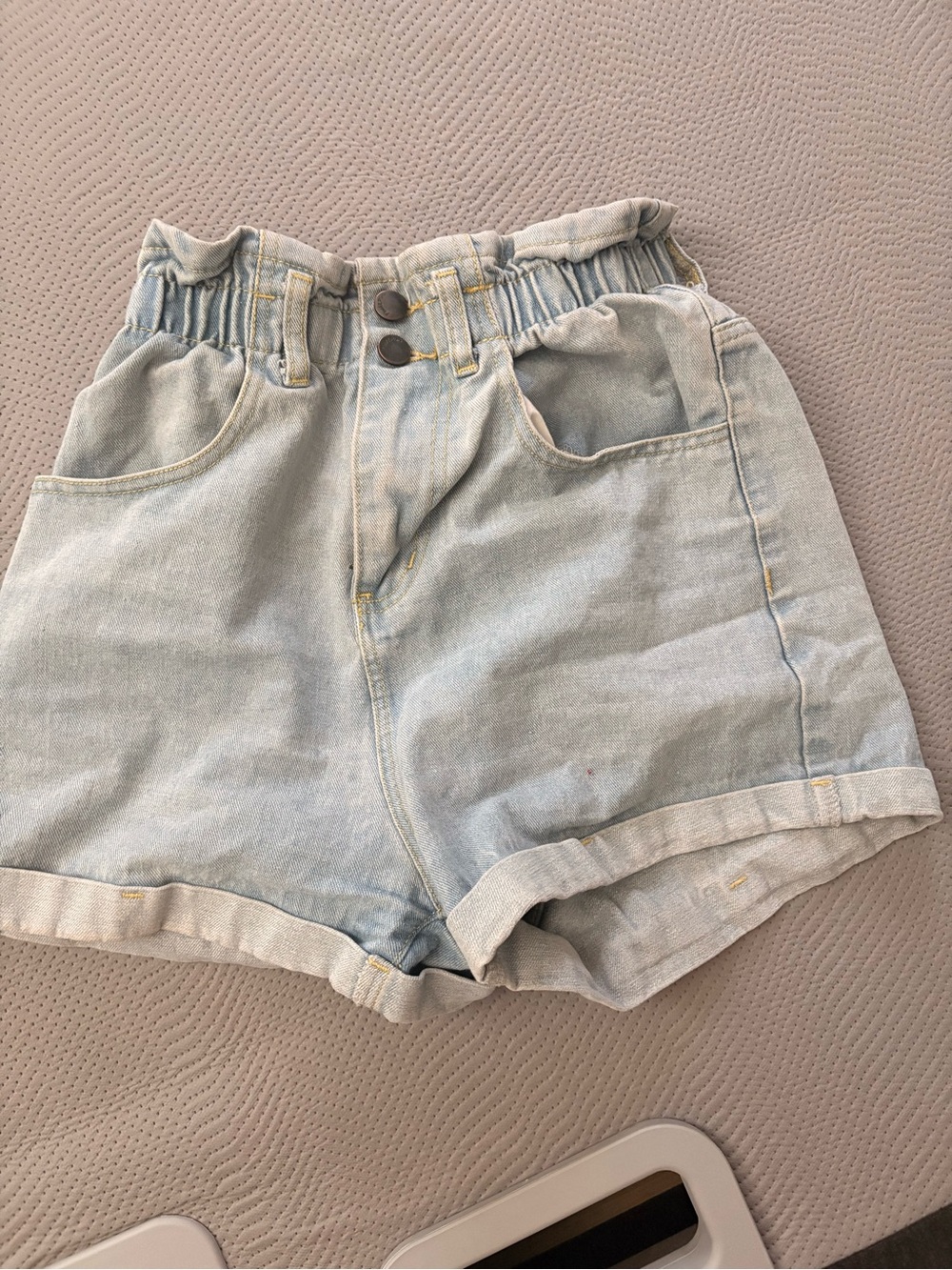 Amazon Light Blue Denim Paperbag Waist Shorts